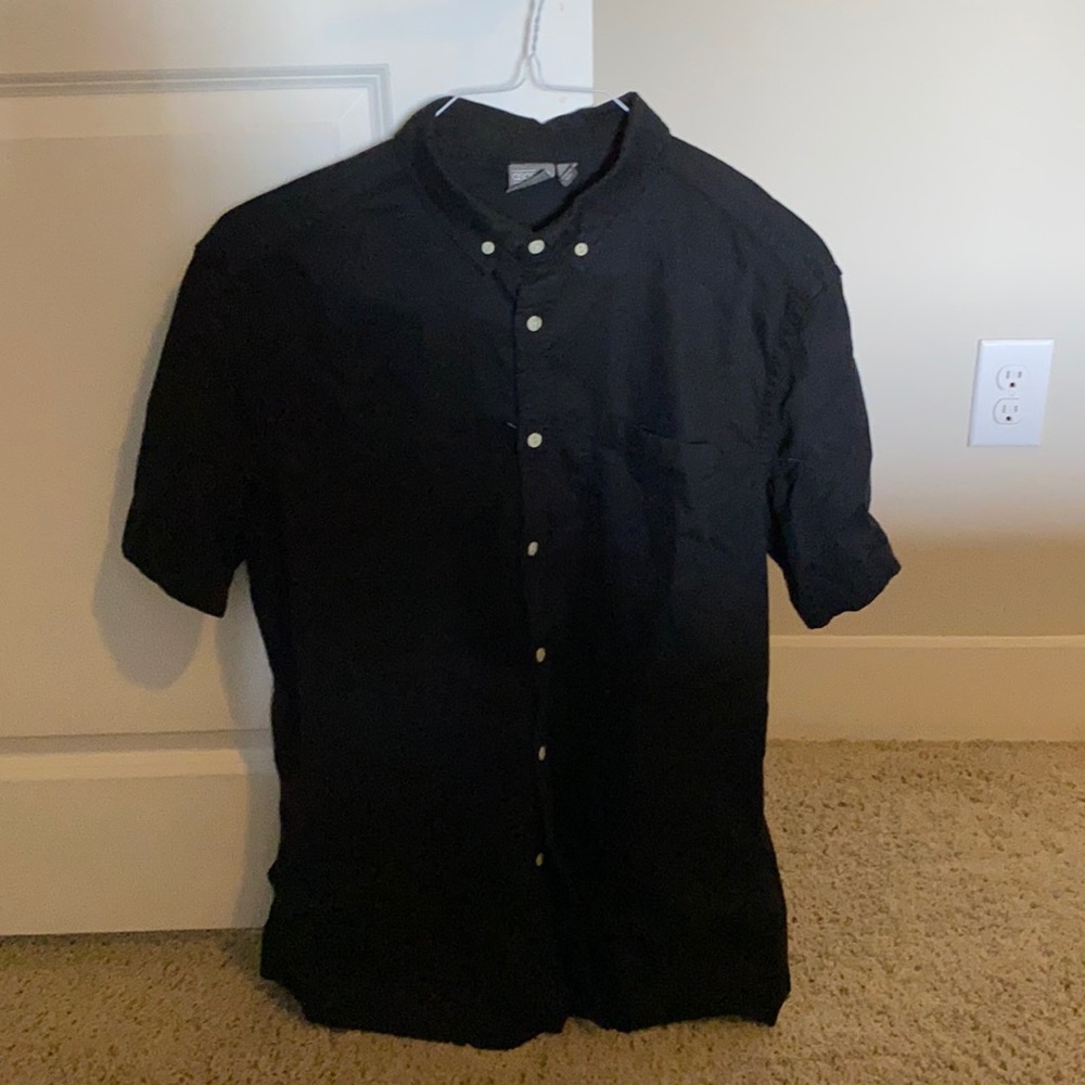 Black ASOS short sleeve button down shirt - Size XL